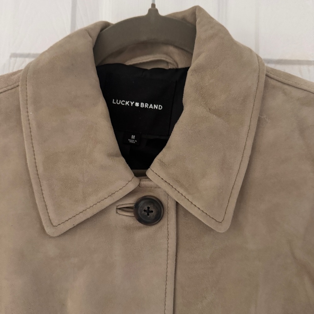 Lucky Brand Genuine Goat Suede Leather Jacket Tan Size M NWT - Picture 7 of 14